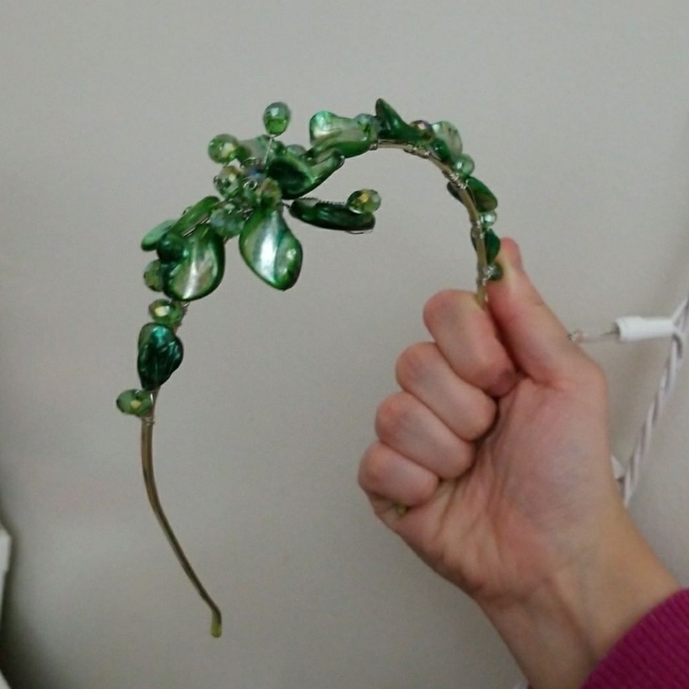Handmade jeweled Green Hair Band